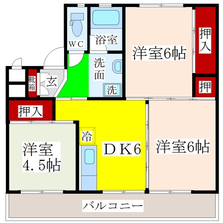 羽犬塚駅 徒歩51分 3階の物件間取画像